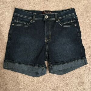 Angels dark wash denim jean shorts. Size 8. 4 inch inseam. Never worn.